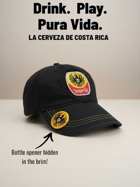 Imperial Beer Costa Rica Hat Bottle Opener Brim Black Adjustable Novelty Cap